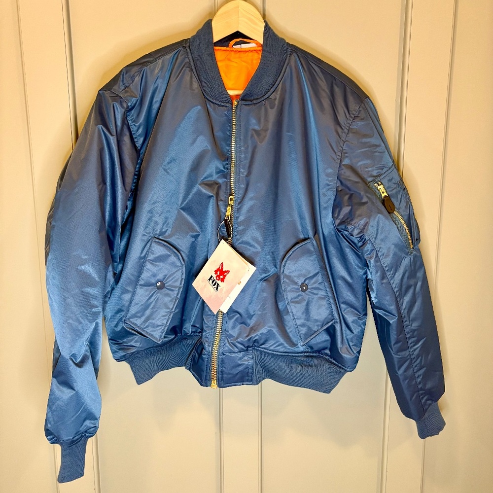 NWT Fox‎ Outdoor MA-1 Reversible Bomber Jacket Men's M Blue/Orange Flight